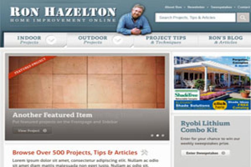 screenshot of ronhazelton.com home page