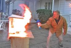 Testing an aerosol fire extinguisher