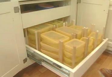 organized and stacked storage containers