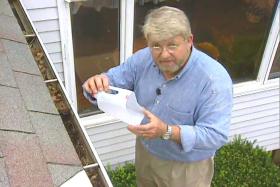 using a plastic container to remove leaves