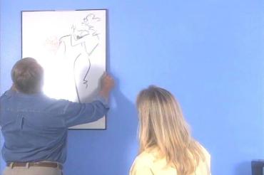 aligning a picture on the wall
