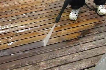 pressure washing a deck