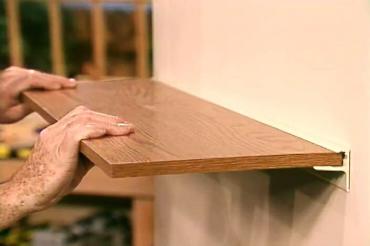 a shelf with sleek brackets